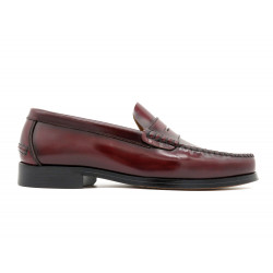 Herren Slipper Leder Business Schuhe Penny Loafer Ledersohle Goodyear Rahmengenäht bordeaux rot kirschrot Latino Marttely 800