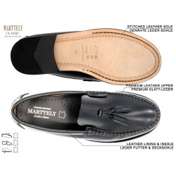 Men's Tassel Loafer Leather formal Dress Shoes Goodyear welted Leather Sole Latino Marttely 805 black