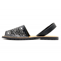 Women's Avarca Menorquina Leather Sandals black flat Summer Shoes - Avarca by C. Ortuno - Made in Spain