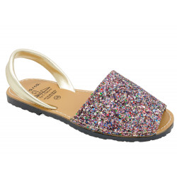 Damen Sandalen Glitzer Sommer Schuhe Avarca Menorquina mit Pailletten glitter bunt 275 C. Ortuño Made In Spain