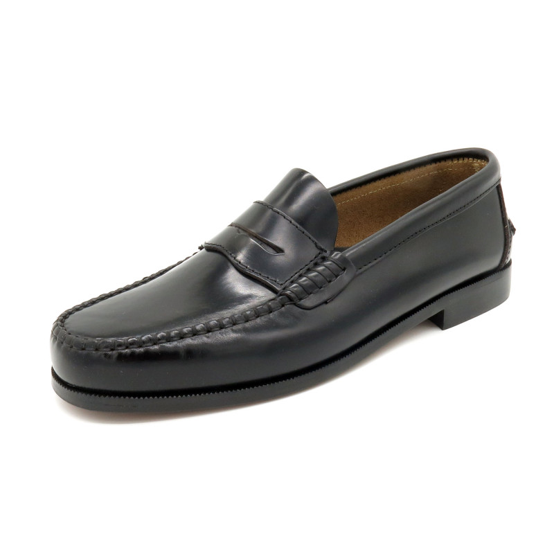 Herren Slipper schwarz Leder Penny Loafer Anzugschuhe Business Schuhe Ledersohle Goodyear Rahmengenäht Latino Marttely 300