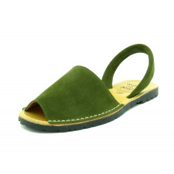 Women's Flat Sandals khaki green Suede Leather Avarca Menorquina Menorca Shoes