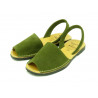 Avarca Women's Flat Sandals Suede Leather Summer Shoes Abarca Menorquina green khaki - MADE IN SPAIN