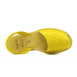 Avarca Women's Flat Sandals yellow Suede Leather Summer Shoes Abarca Menorquina - MADE IN SPAIN