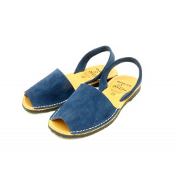 Avarca Women's Flat Sandals blue navy Suede Leather Summer Shoes Abarca Menorquina - MADE IN SPAIN