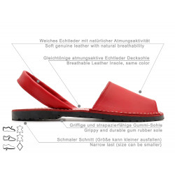 Avarca Menorquina Women's Flat Sandals red Premium Leather Menorcan Shoes Abarca 2010 C. Ortuño