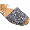 Damen Sandalen Avarca Menorquina Glitzer Menorca Schuhe Pailletten Leder Riemchen glitter grau 275 C. Ortuño Made In Spain