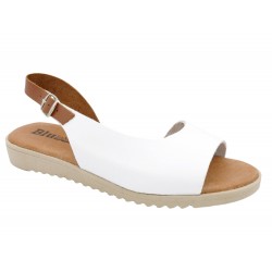 Women's Wedge Sandals white Leather Backstrap Summer Shoes BluSandal Blue-Sandal-made in Spain