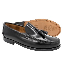 Men's Tassel Loafer Leather formal Dress Shoes Goodyear welted Leather Sole Latino Marttely 805 black