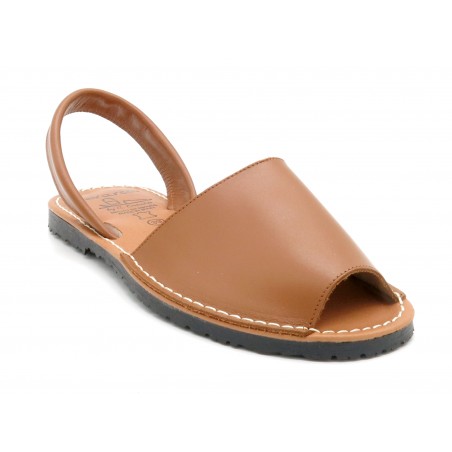 Avarca Menorquina brown Leather Women's Flat Sandals with soft padded Leather Insole 2201 C. Ortuño