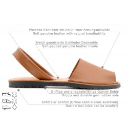 Avarca Menorquina braun Leder Damen Sandalen weich gepolstert Echtleder Decksohle 2201 C. Ortuño