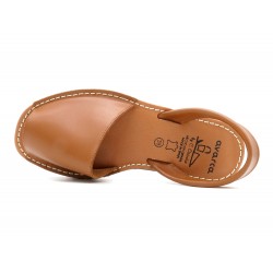 Avarca Menorquina brown Leather Women's Flat Sandals with soft padded Leather Insole 2201 C. Ortuño