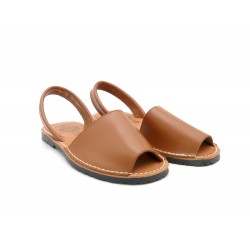 Avarca Menorquina brown Leather Women's Flat Sandals with soft padded Leather Insole 2201 C. Ortuño