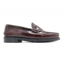 Herren Slipper Leder Business Schuhe bordeaux rot-schwarz  Rahmengenäht Penny Loafer Gummisohle goodyear marttely latino