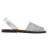 Women's Flat Sandals Avarca Menorquina silver Glitter Menorca Shoes with Sequins Leather Strap 275 C. Ortuño Made in Spain