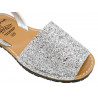 Women's Flat Sandals Avarca Menorquina silver Glitter Menorca Shoes with Sequins Leather Strap 275 C. Ortuño Made in Spain