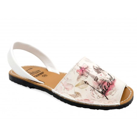 Damen Sandalen Leder Avarca Menorquina beige Paris Eifelturm Menorca Sommerschuhe Abarca C. Ortuño 331