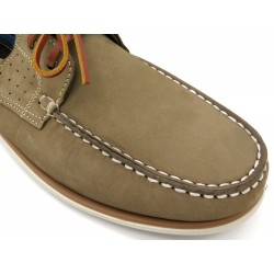 Herren Bootsschuhe beige taupe Nubuk Leder Segelschuhe Mokassin Goodyear Rahmengenäht Casual 605 2020