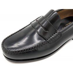 Herren Slipper schwarz Leder Penny Loafer Anzugschuhe Business Schuhe Ledersohle Goodyear Rahmengenäht Latino Marttely 300