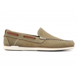 Herren Mokassin beige taupe Nubuk Leder Slipper Goodyear Rahmengenäht Schlupfschuhe Bootsschuhe Casual 606 Made In Portugal