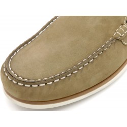 Herren Mokassin beige taupe Nubuk Leder Slipper Goodyear Rahmengenäht Schlupfschuhe Bootsschuhe Casual 606 Made In Portugal