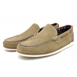 Herren Mokassin beige taupe Nubuk Leder Slipper Goodyear Rahmengenäht Schlupfschuhe Bootsschuhe Casual 606 Made In Portugal