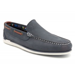 Men's Loafer Moccasin navy blue Nubuck Leather welted Slip-On Shoes Made In Portugal Casual 606