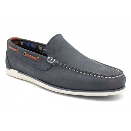 Herren Slipper Mokassin navy blau Nubuk Leder Loafer Schlupfschuhe Goodyear Rahmengenäht Casual 606 Portugal