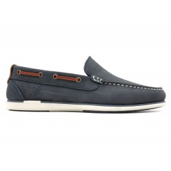 Herren Slipper Mokassin navy blau Nubuk Leder Loafer Schlupfschuhe Goodyear Rahmengenäht Casual 606 Portugal