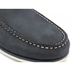 Herren Slipper Mokassin navy blau Nubuk Leder Loafer Schlupfschuhe Goodyear Rahmengenäht Casual 606 Portugal