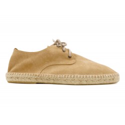 Men's Sneakers Suede Leather Moccasin camel beige Summer Casual Lace-Up Shoes Made In Spain 2002