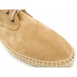 Men's Sneakers Suede Leather Moccasin camel beige Summer Casual Lace-Up Shoes Made In Spain 2002