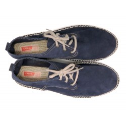 Men's Mokassins Suede Leather Sneakers navy blue Casual Lace-Up Summer Shoes Made In Spain 2002