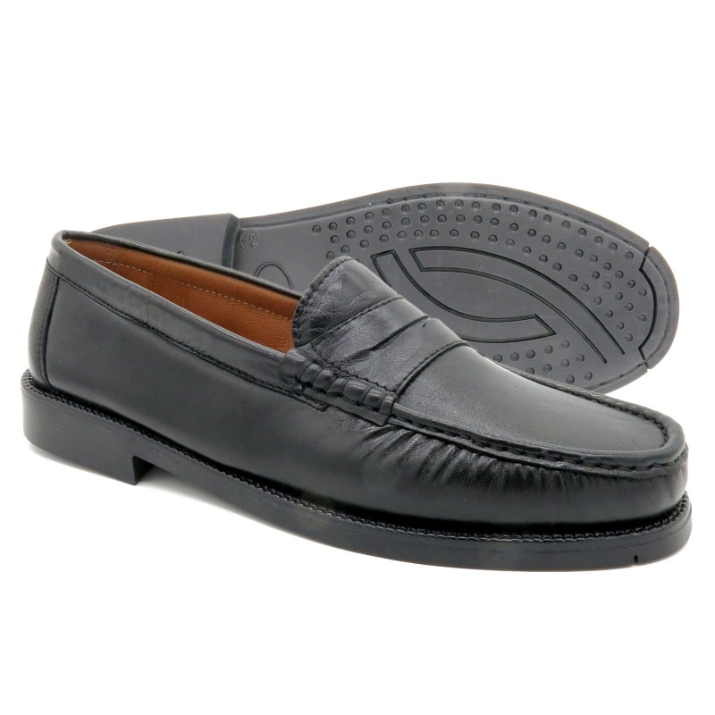 Men's dress shoes black nappa leather Penny Loafer Goodyear welted Rubber Sole Latino Marttely