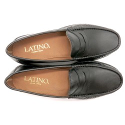 Men's dress shoes black nappa leather Penny Loafer Goodyear welted Rubber Sole Latino Marttely