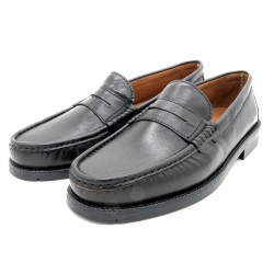 Men's dress shoes black nappa leather Penny Loafer Goodyear welted Rubber Sole Latino Marttely