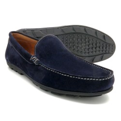 Herren Mokassins navy blau Leder Schlupfschuhe Wildleder Sneakers Goodyear Rahmengenäht Latino Marttely Halbschuhe handgemacht