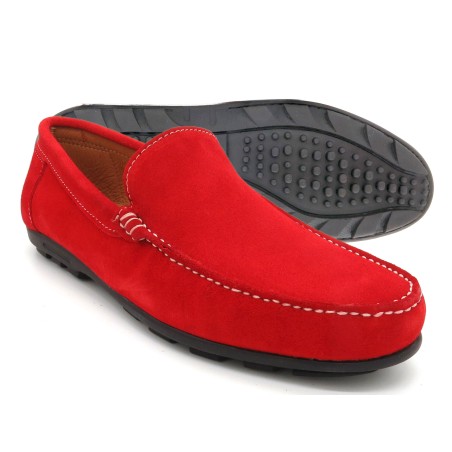 Men's moccasins red leather suede sneakers slip-on shoes Goodyear welted loafers latino marttely spain