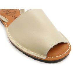 Women's Flat Sandals beige Leather Avarca Menorquina with soft padded Leather Insole spanish Abarca summer shoes C. Ortuño