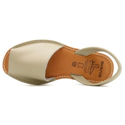 Damen Sandalen Leder beige Avarca Menorquina Echtleder Decksohle weich gepolstert flache Menorca Sommerschuhe Abarca C. Ortuño