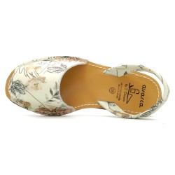 Damen Avarca Menorquina Leder Sandalen Menorca Sommerschuhe beige Blumen Muster Echtleder Avarcas C. Ortuño günstig 212