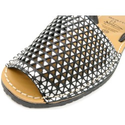 Women's flat sandals Leather Avarca Menorquina summer shoes black perforated spanish 336 Avarcas C. Ortuño