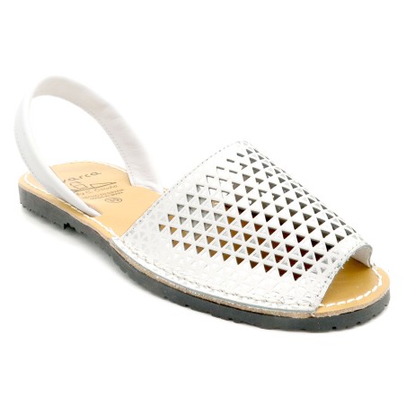 Avarca Menorquina women's flat sandals Leather Menorca summer shoes perforated white silver C. Ortuño 336