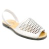 Spanische Damen Sandalen Avarca Menorquina Leder Menorca Sommer Schuhe weiß silber Loch-Muster Abarca 336 C. Ortuño