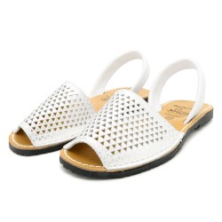 Avarca Menorquina women's flat sandals Leather Menorca summer shoes perforated white silver C. Ortuño 336