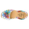 Damen Sandalen Leder Avarca Menorquina Menorca Sommerschuhe blau bunt Blumen Muster Avarcas C. Ortuño 383