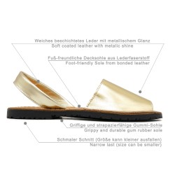 Damen Sandalen gold Leder Avarca Menorquina Echtleder Sommerschuhe matt metallic 190 C. Ortuño