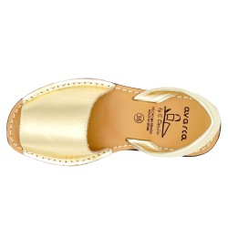 Women's Flat Sandals gold metallic Leather Avarca Menorquina Summer Shoes Made In Spain 190 C. Ortuño