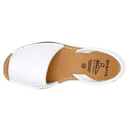 Women's Flat Sandals white Leather Avarca Menorquina Summer Shoes MADE IN SPAIN