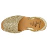 Damen Sandalen Glitzer Sommer Schuhe Avarca Menorquina mit Pailletten, glitter gold 275 Made In Spain C. Ortuño